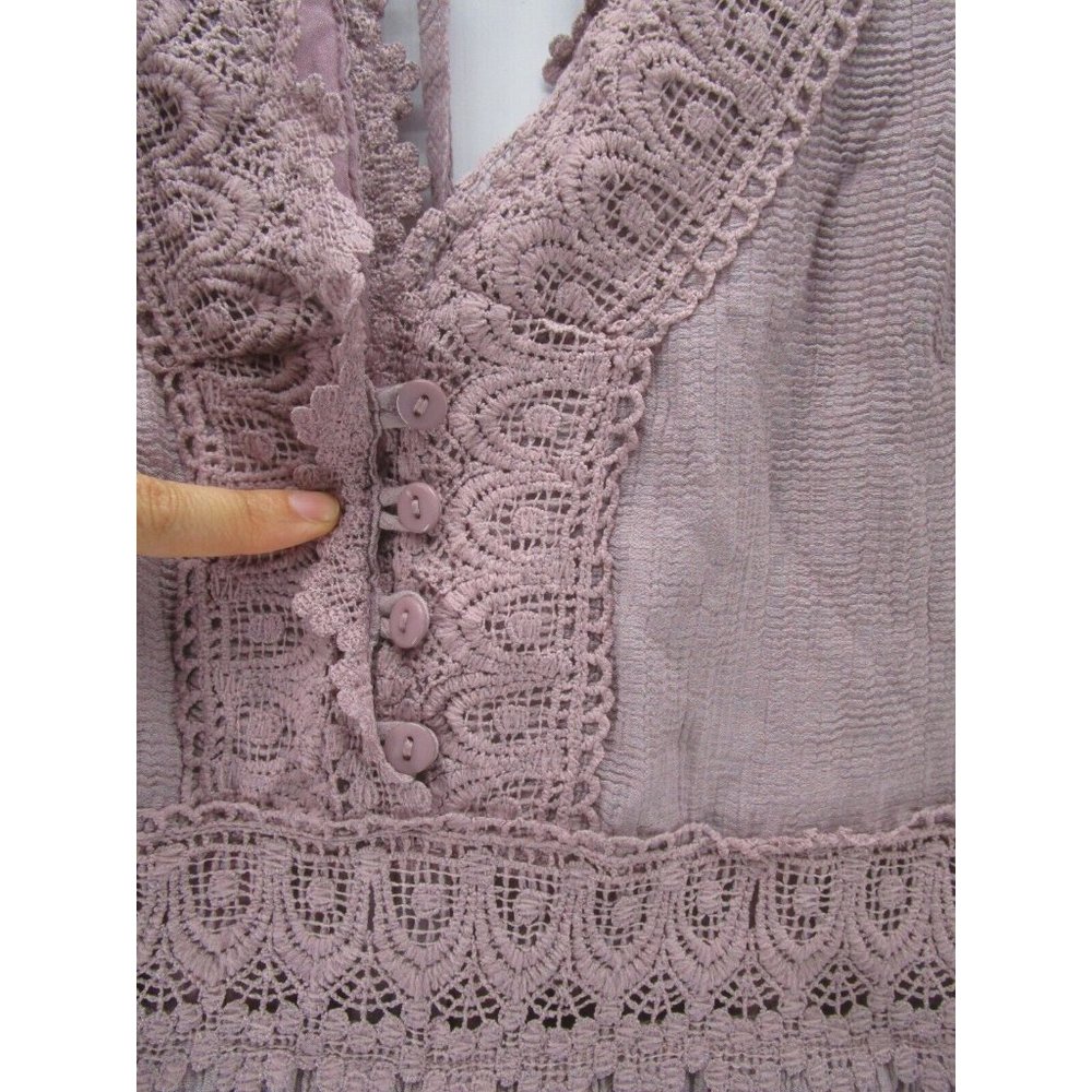 Bluivy Dress Large Fit Flare Ruffle Crochet Boho Pullover NEW - Picture 7 of 13